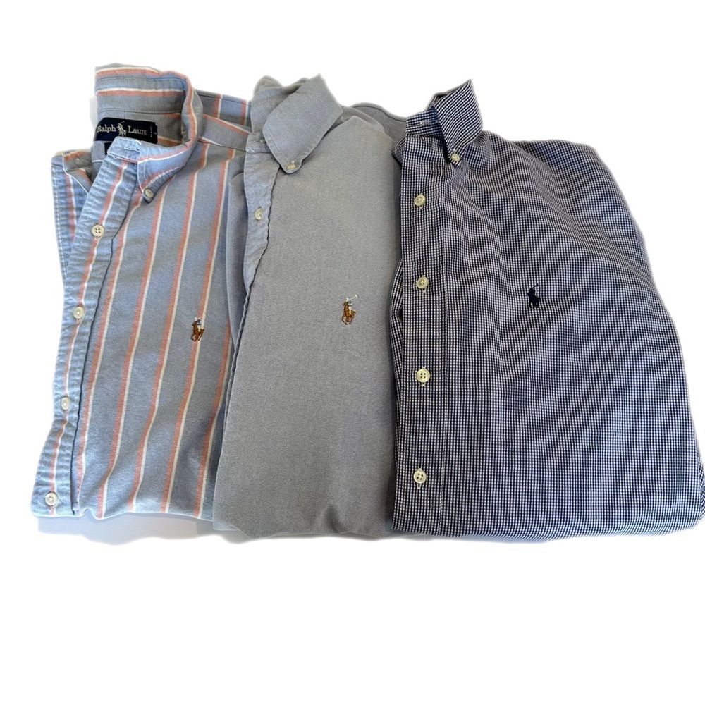 3-Pack Dress Shirt Long Sleeve Button Down Polo by Ralph Lauren Mens Bundle